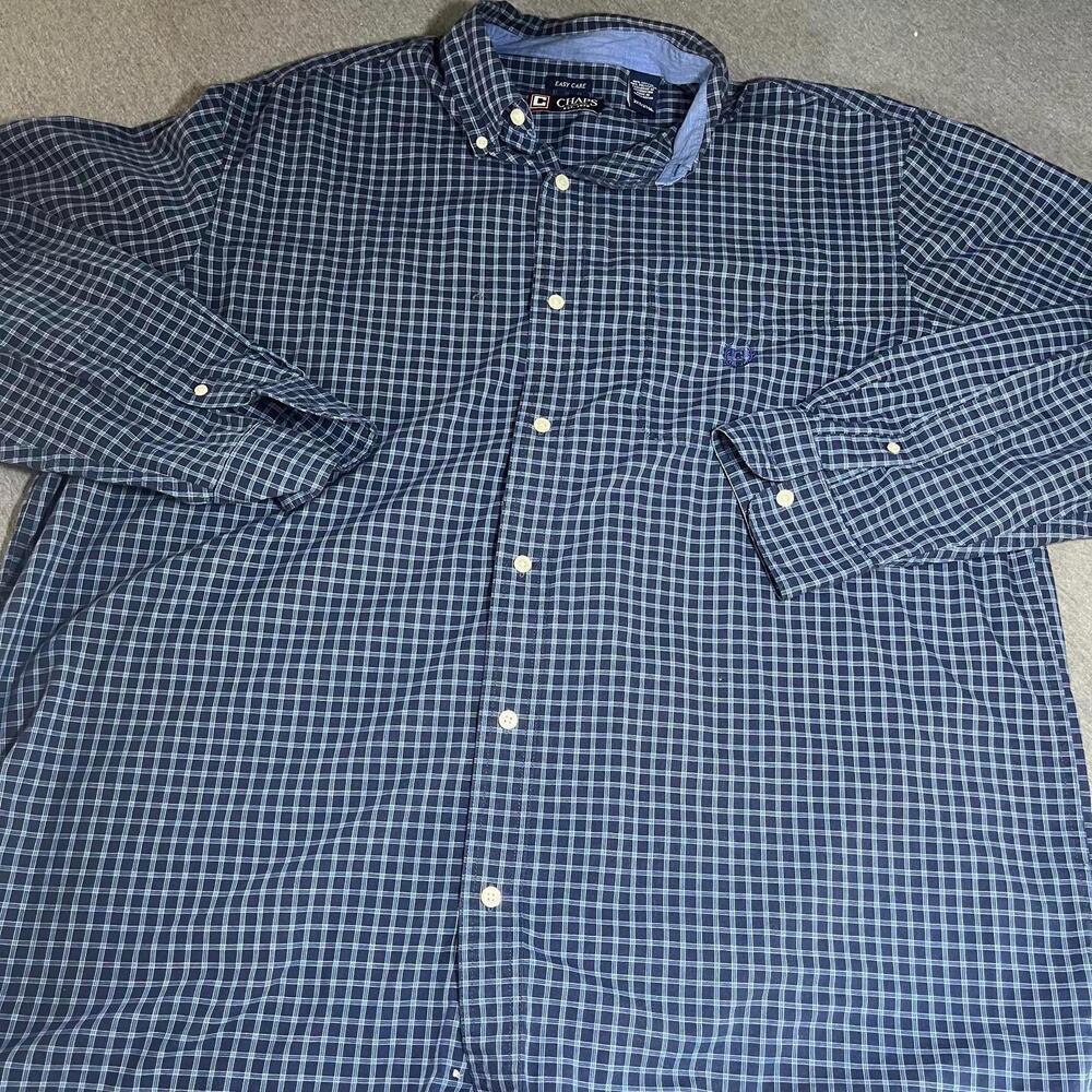 Chaps Men's 2XL Blue Plaid Button-Up Shirt Size 2XL